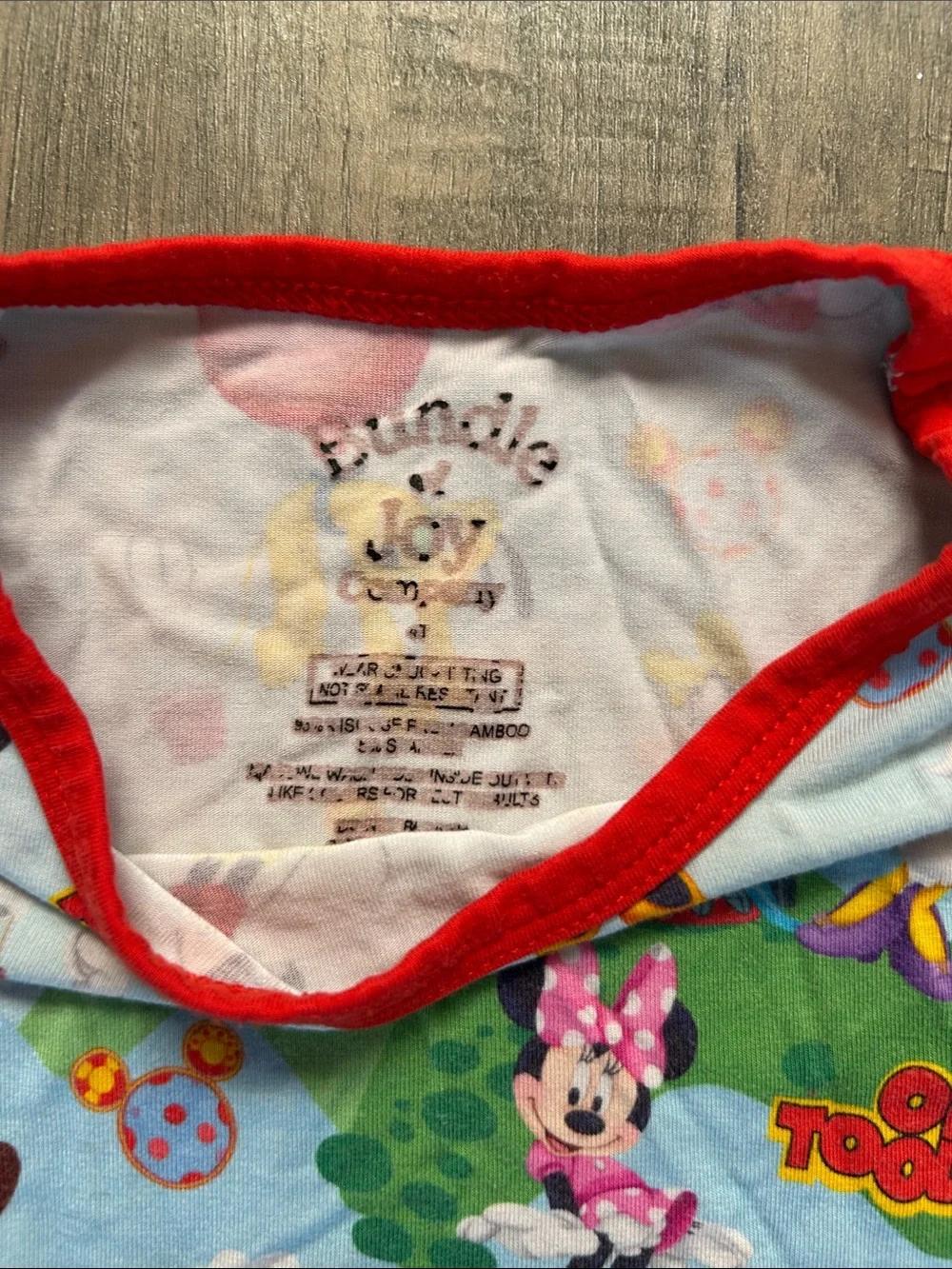 Light Blue Disney Character Kids Short Bamboo Pajama Set with Red Trim